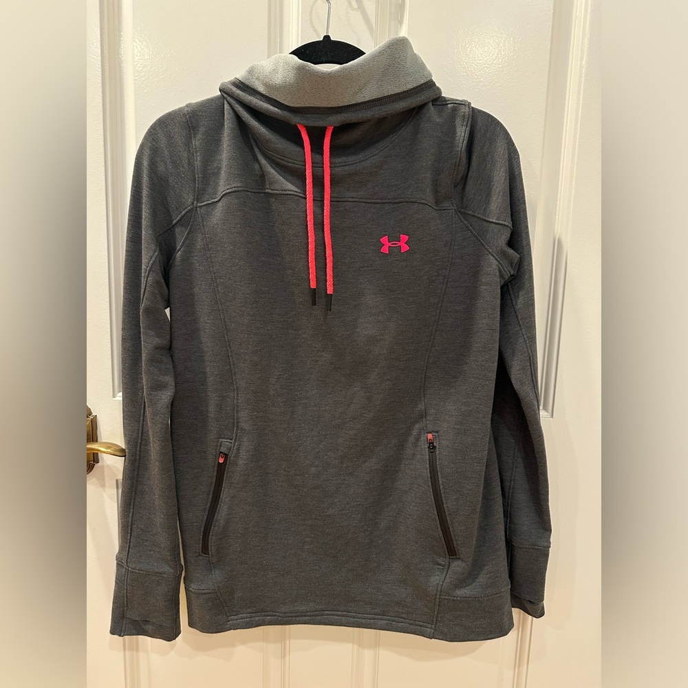 UNDER ARMOR SEMI-FITTED 1/4 ZIP SWEATSHIRT WOMAN, SIZE SMALL,
